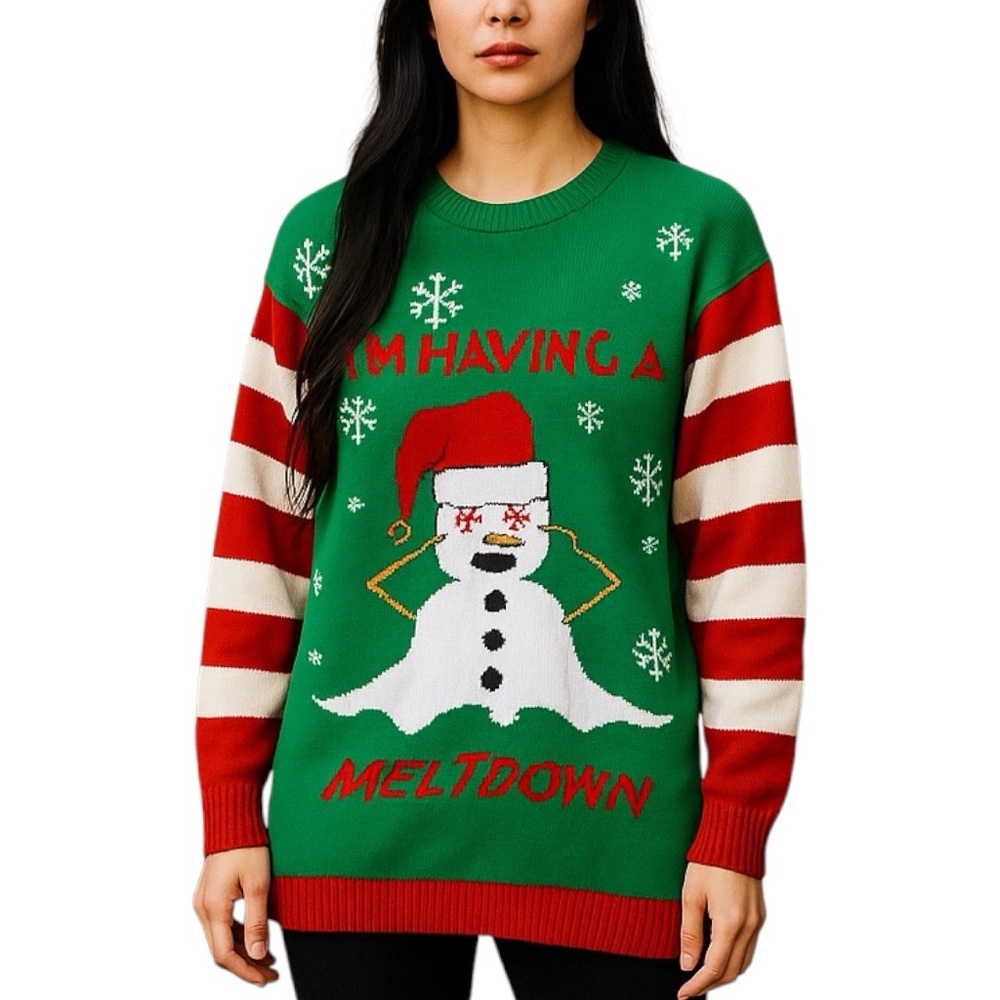 Allison Brittney Ugly Christmas Statement Holiday Party Pullover Acrylic Sweater